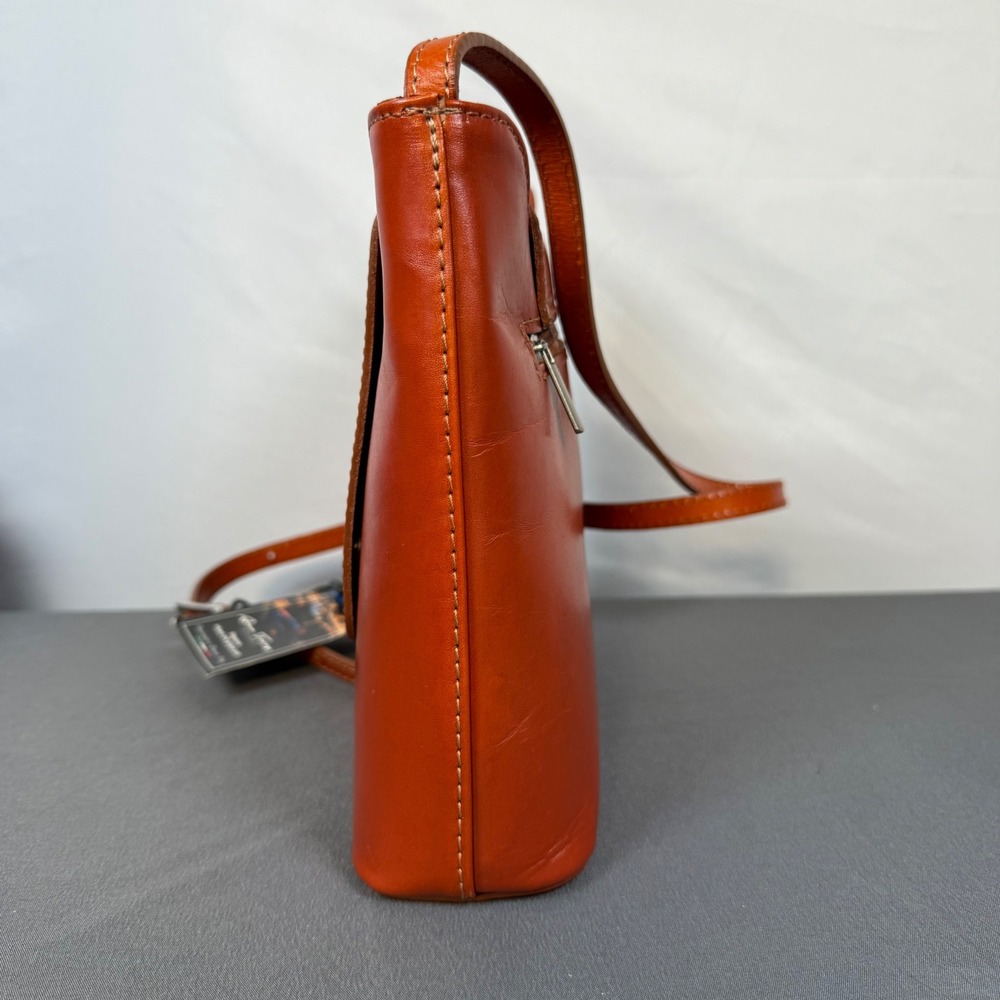 Italian Vera‎ Pelle Brown Leather Crossbody Bag Purse Magnetic Flap Closure - Picture 2 of 15
